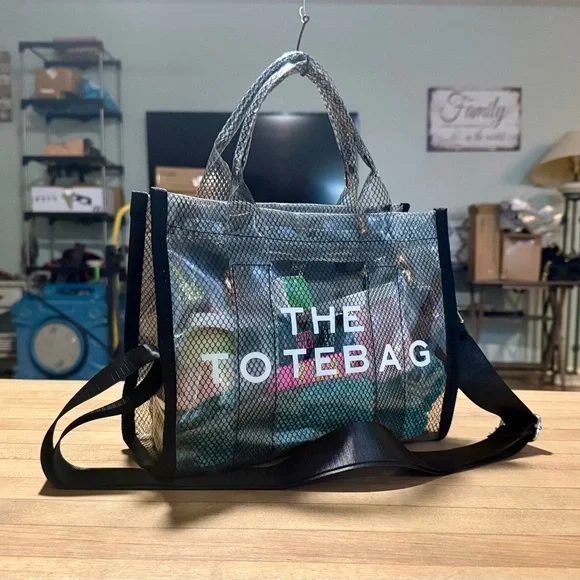 Zenana Clear Shimmer Plastic Stadium Approved Tote Bag Loaded Designer Goodies - Picture 3 of 16